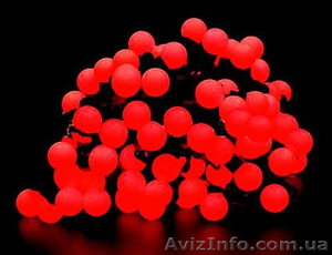 Гирлянда светодиодная нить шарики 5 м,  черный кабель(50 led) #1493524