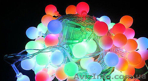 Led гирлянда «Нить-шарики» 5 м,  прозрачный кабель 100led #1493525
