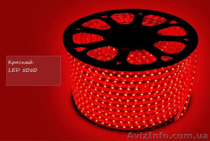 Светодиодный дюралайт led 5050 красный,  100 метров #1493020