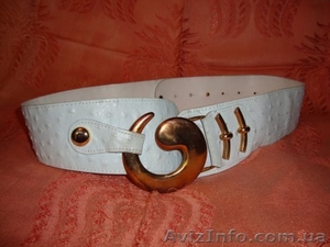 Продам ремень кожаный светло-голубой #1498909