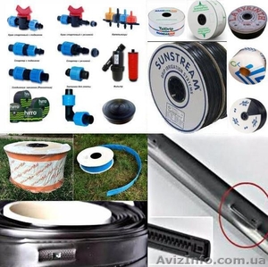 Капельна cтрічка від 50м крок 10 20 30см  Капельная лента 6-8mil фітінги #1516638