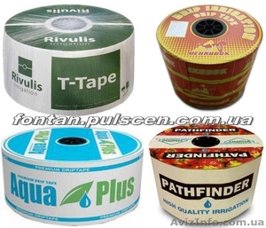 Капельна cтрічка від 50м - 3000м  крок10 20 30см  Капельная лента 6-8mil фітінги #1516639