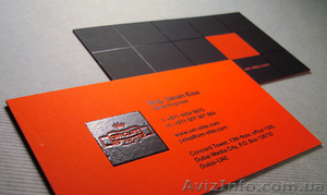 Визитки на дизайнерском картоне,  пластике с тиснением,  шелкографией,  термоподъем #1523171
