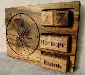 Настенные часы,  ручной работы из дерева #1561586