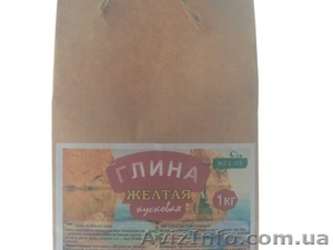 Глина Желтая натуральная кусковая,  пакет 1 кг #1125230
