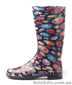 Сапоги женские резиновые высокие с принтом оптом Литма #1588483