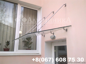 Навесы,  козырьки из поликарбоната,  триплексные козырьки из каленого стекла #1602339