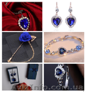 Уникальный подарочный ювелирный комплект 9 в 1 TITANIK OCEAN HEART  #1600473