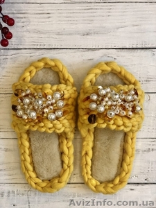 Тапочки из натуральной шерсти,  ручная работа #1602465