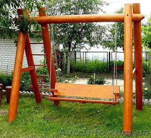 Садовые качели из бревен #1617351