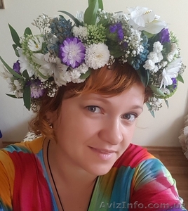 Венок на голову из живых цветов в Киеве. #1619899