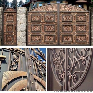 Кованые ворота,  из профлиста,  распашные,  из профнастила #1628756