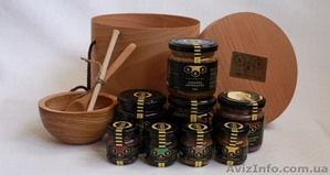 Подарунковий набір Maxi в шпоновій коробочці,  мед,  медові десерти #1644445