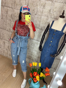 Женский Комбинезон Джинсовый Брючный #1655772