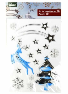 M19-570008,  Новогодний набор наклеек 3D ,  универсальное,  серебристый-белый #1671599