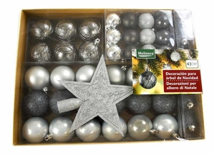 Набор ёлочных шаров,  универсальное,  серебро-перламутровый #1671814