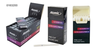 Опт фильтры для сигарет самокруток 5.7 мм ультра слим угольные Atomic #1674812