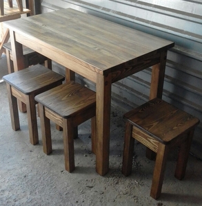 Стол и табурет с натурального дерева. #1686294