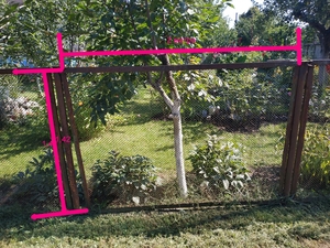 Заборная секция с сеткой рабица б/у #1690914