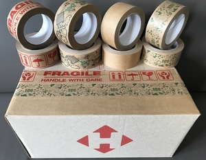 Екологически чистый бумажный скотч 48 мм х 50 м Fragile (осторожно хрупкое) #1702991