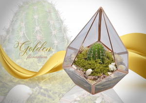 Золотой флорариум! Изысканный подарок на 8 Марта! Хит. #1704028