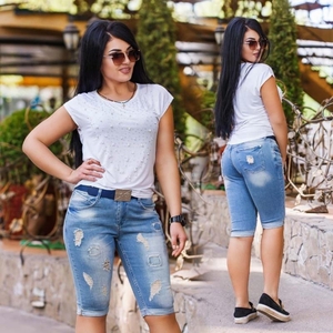 Женские стильные джинсы-бриджи и джинсы WOOX #1709785