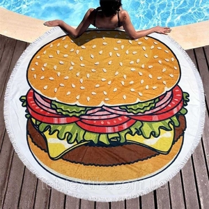 ПЛЯЖНОЕ круглое покрывало - полотенце. ХИТ СЕЗОНА. Пляжный плед,  Махра #1712472