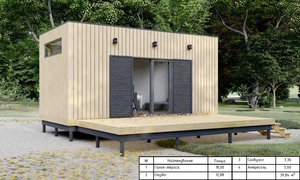 Модульный дом под ключ. Модульный мини дом с открытой террасой. #1736068