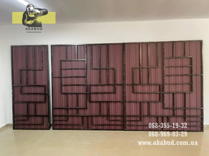 Распашные ворота. Навес из металлочерепицы. Ворота откатные. Перила #1743626