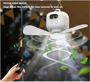 Портативний навісний акумуляторний вентилятор,  з підсвічуванням та дистанційним  #1745454