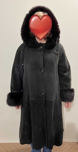 Дубленка женская 50 размера с капюшоном #1746753