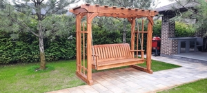 Деревянная садовая качель. Гойдалка из дерева. Качель деревянная #1592122