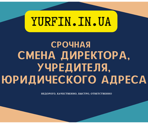 Смена директора,  учредителя,  юридического адреса в Днепре и области за 1 день #1696919
