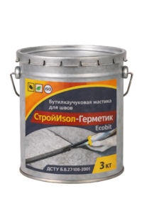 СтройИзол-Герметик ЭКОБИТ ведро 3, 0 кг бутилкаучуковая мастика для швов  #1752882