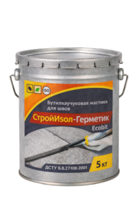 СтройИзол-Герметик ЭКОБИТ ведро 5, 0 кг бутилкаучуковая мастика для швов  #1752883